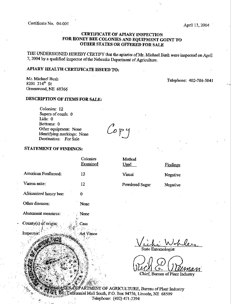 2004 Certificate