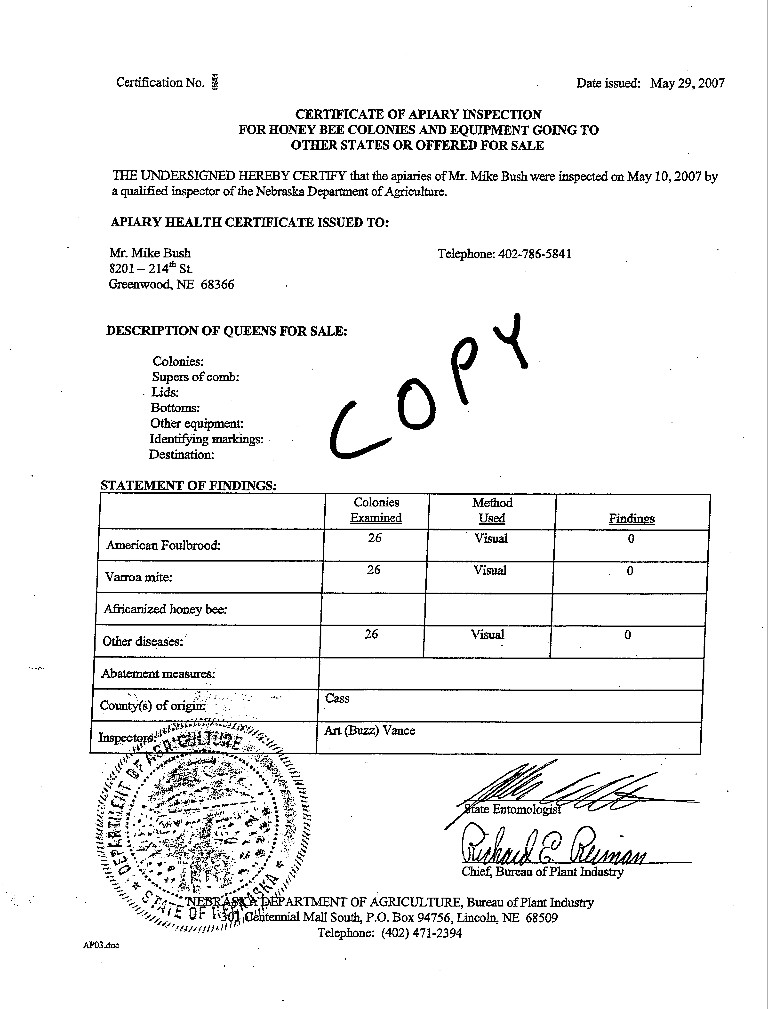 2007 Certificate