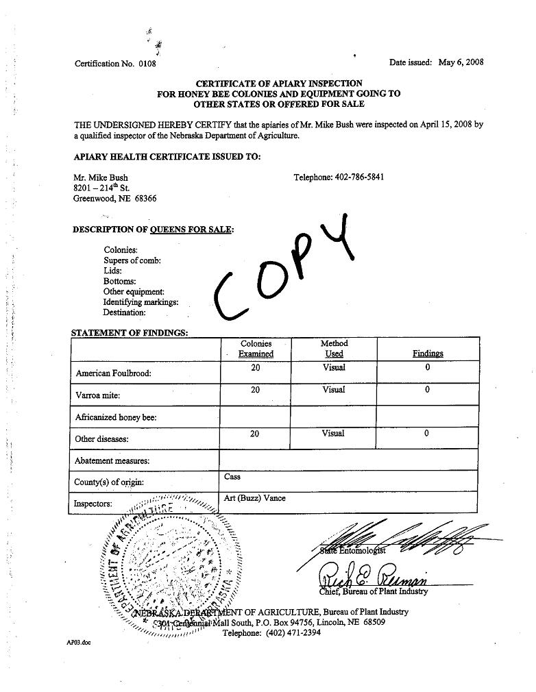2008 Certificate